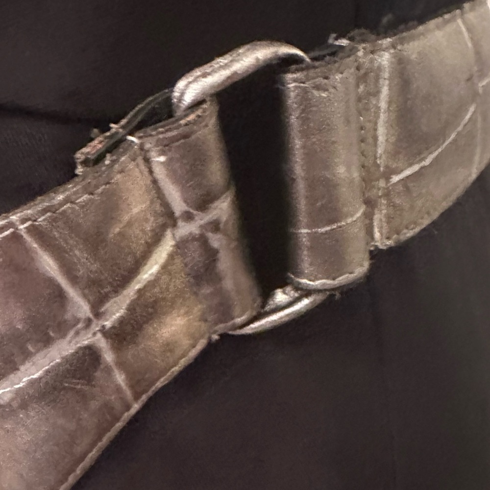 Vintage Accessories by Maria silver leather wide belt. Size M/L. - Picture 4 of 9